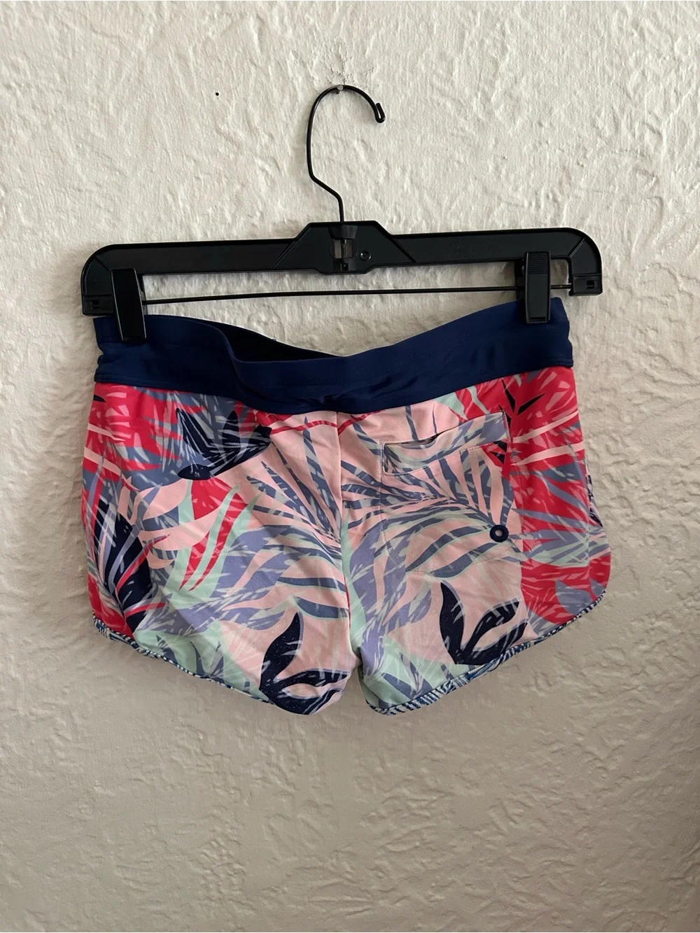 Athleta Girl Swim Blue Coral Pink Tropical Pattern Shorts XL 14